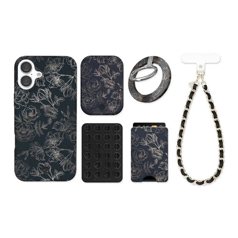 Floral Rose Gold Chrome iPhone Bundle Set