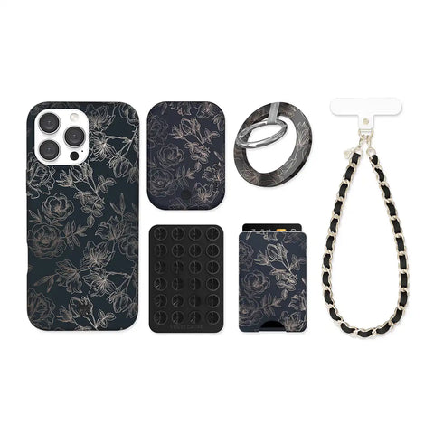 Floral Rose Gold Chrome iPhone Bundle Set