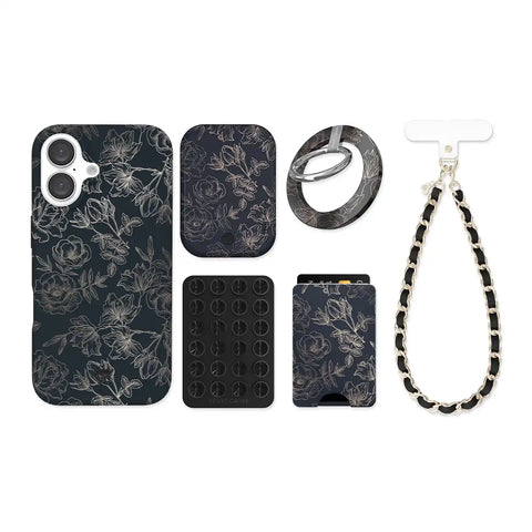 Floral Rose Gold Chrome iPhone Bundle Set