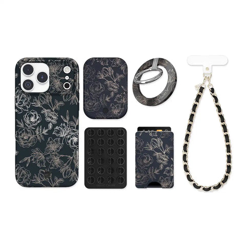 Floral Rose Gold Chrome iPhone Bundle Set