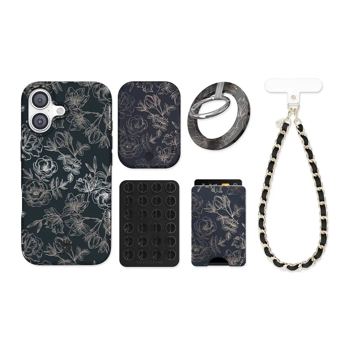 Floral Rose Gold Chrome iPhone Bundle Set