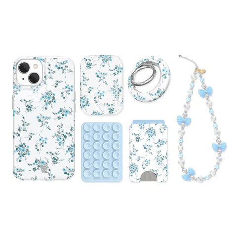 French Blue Floral iPhone Bundle Set