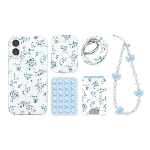 French Blue Floral iPhone Bundle Set