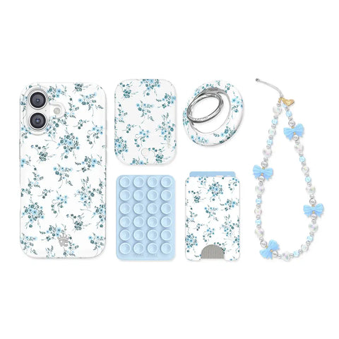 French Blue Floral iPhone Bundle Set