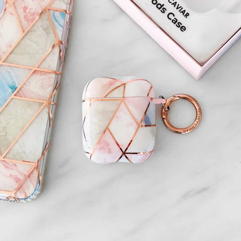 Geometric Marble Airpods Case