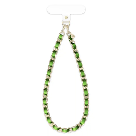Metallic Green Leather Chain Phone Charm