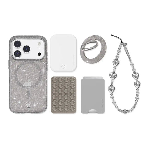 Grey Stardust Glitter iPhone Bundle Set