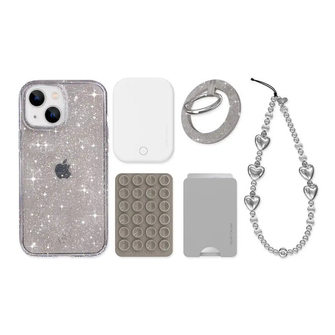 Grey Stardust Glitter iPhone Bundle Set