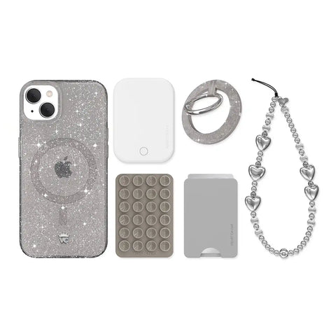 Grey Stardust Glitter iPhone Bundle Set