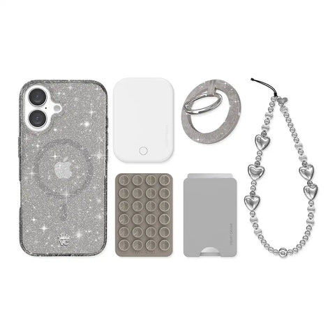 Grey Stardust Glitter iPhone Bundle Set