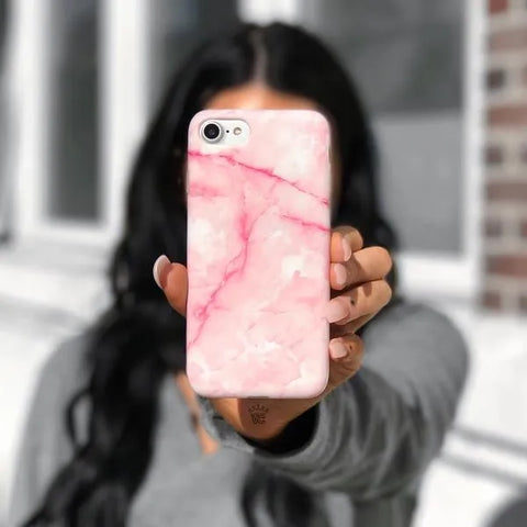 Pink Streak Marble iPhone Case