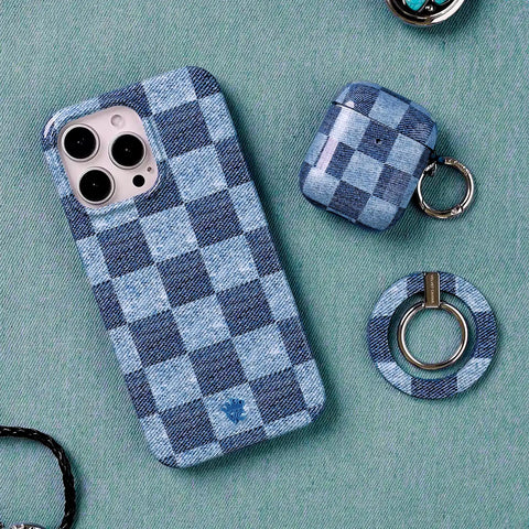 Denim Vibe Checkered AirPod Case