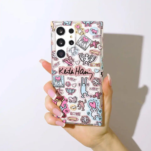 Keith Haring Pastel Glitter Samsung Case