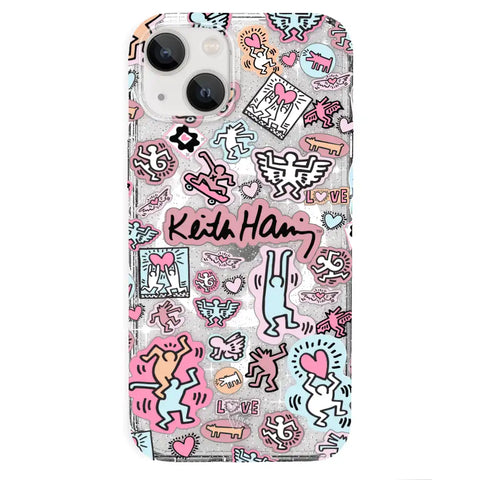 Keith Haring Pastel Glitter iPhone Case