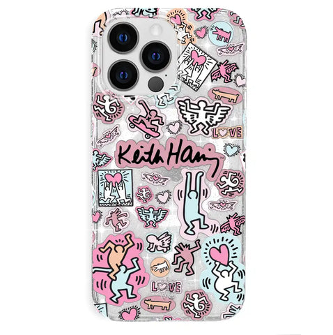 Keith Haring Pastel Glitter iPhone Case