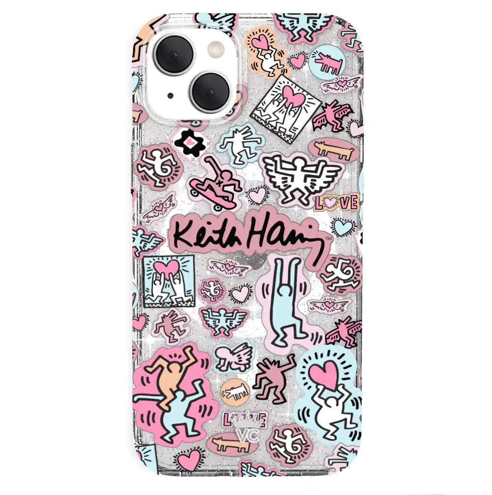 Keith Haring Pastel Glitter iPhone Case