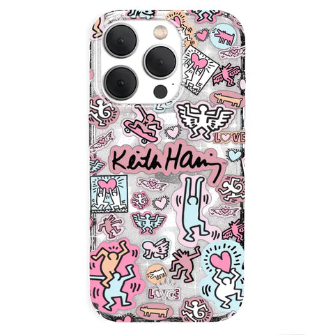 Keith Haring Pastel Glitter iPhone Case