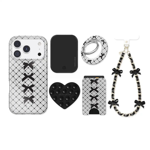 Lacy Black Bows iPhone Bundle Set
