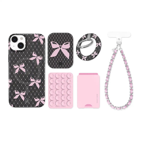 Lacy Pink Bows iPhone Bundle Set
