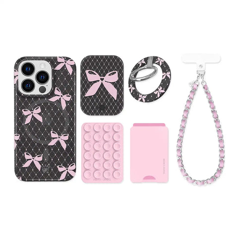 Lacy Pink Bows iPhone Bundle Set
