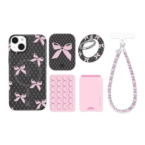 Lacy Pink Bows iPhone Bundle Set