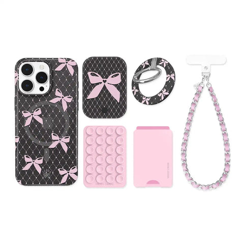 Lacy Pink Bows iPhone Bundle Set