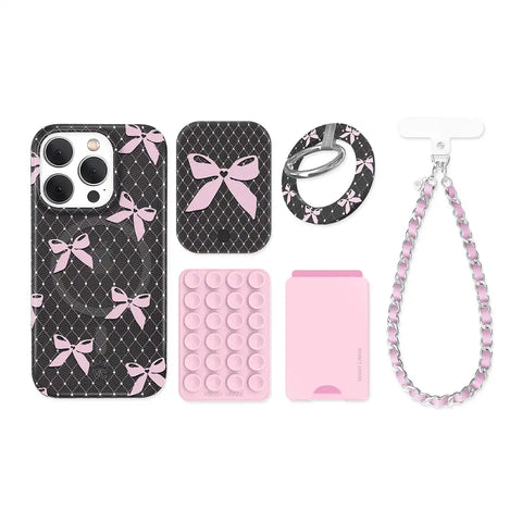 Lacy Pink Bows iPhone Bundle Set