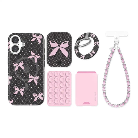 Lacy Pink Bows iPhone Bundle Set
