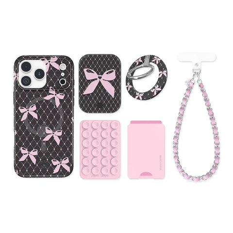 Lacy Pink Bows iPhone Bundle Set