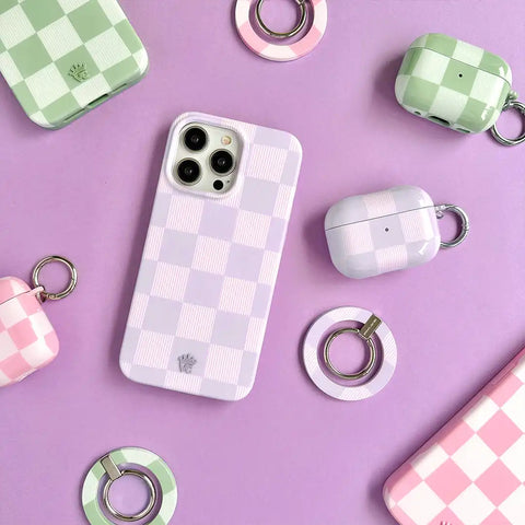 Lilac Vibe Checkered AirPod Case