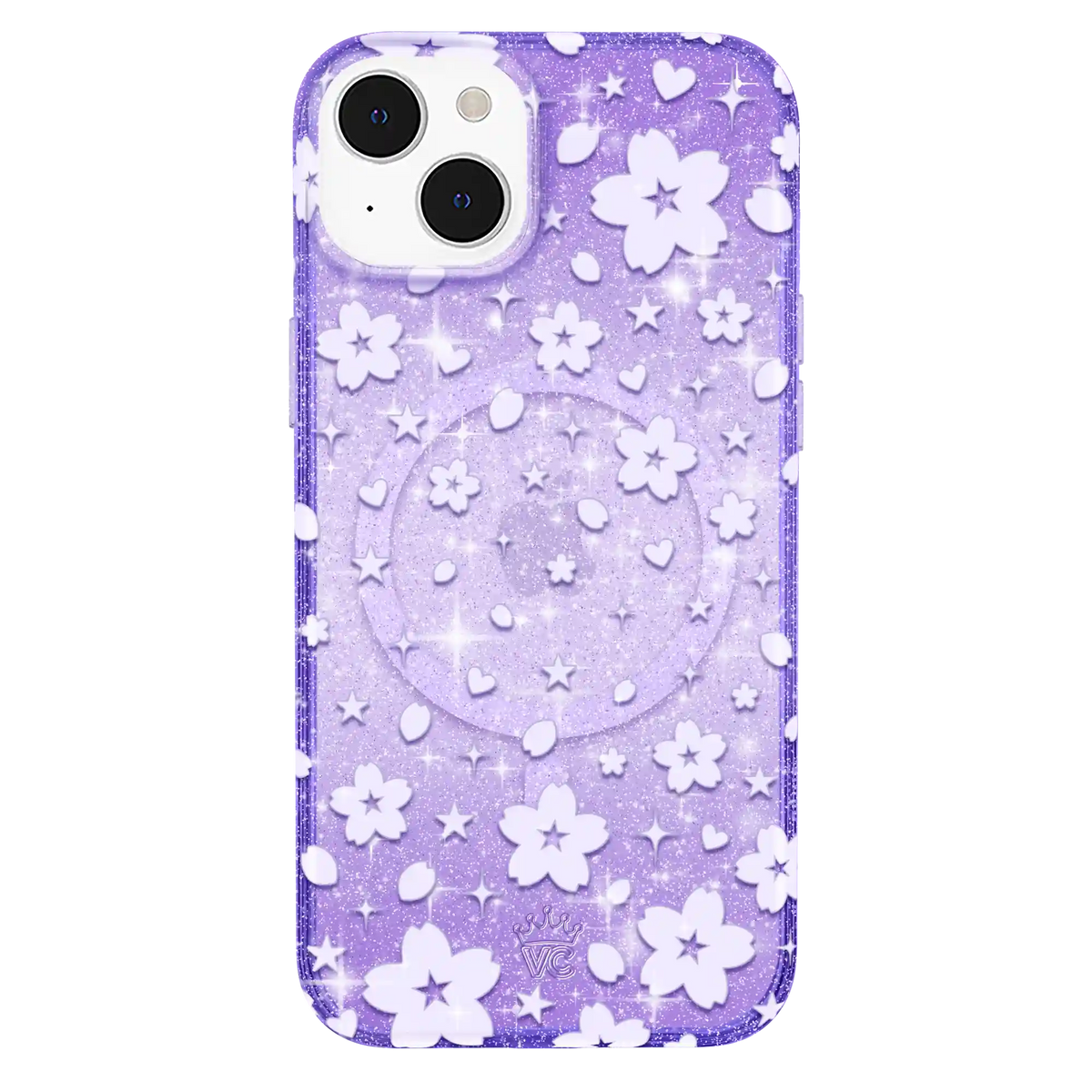 Lavender Cherry Blossom Glitter iPhone Case