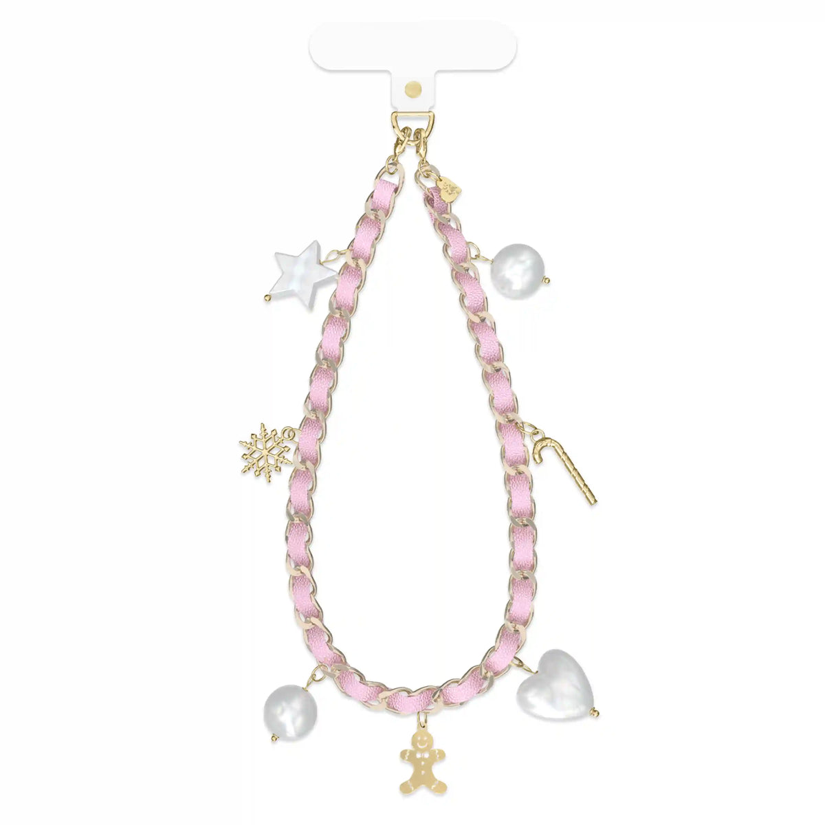 Pink Holiday Leather Chain Phone Charm