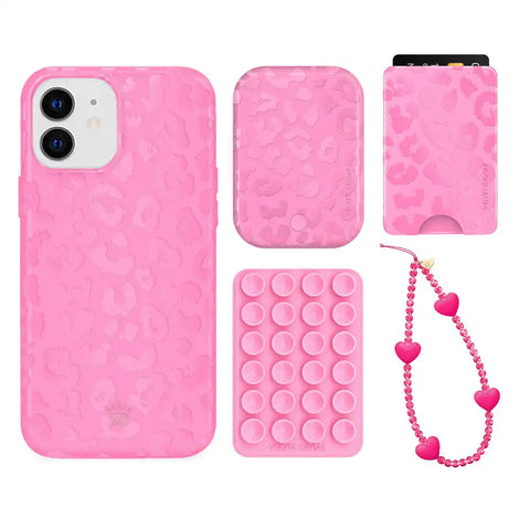 Hot Pink Leopard iPhone Bundle Set - Wallet