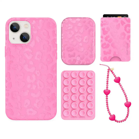 Hot Pink Leopard iPhone Bundle Set - Wallet