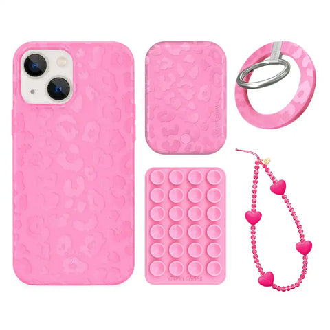 Hot Pink Leopard iPhone Bundle Set - Grip