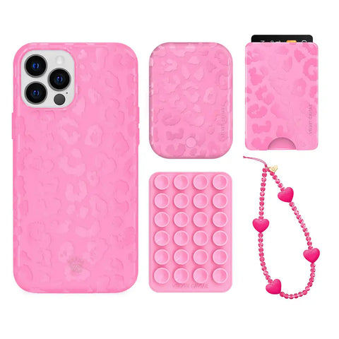 Hot Pink Leopard iPhone Bundle Set - Wallet