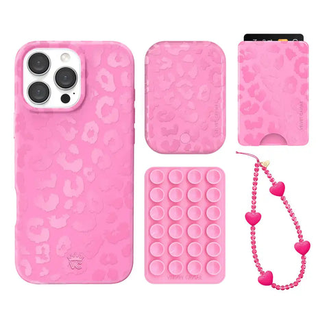 Hot Pink Leopard iPhone Bundle Set - Wallet