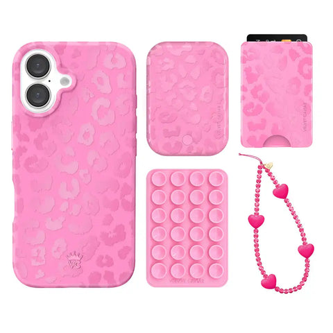 Hot Pink Leopard iPhone Bundle Set - Wallet