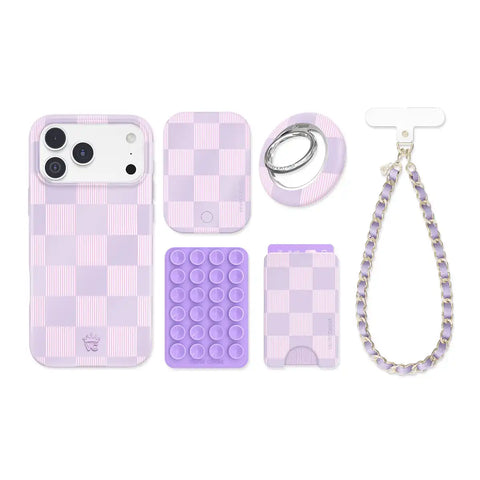 Lilac Vibe Checkered iPhone Bundle Set