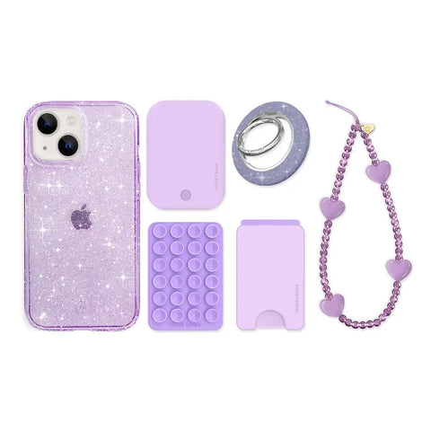 Lilac Stardust Glitter iPhone Bundle Set
