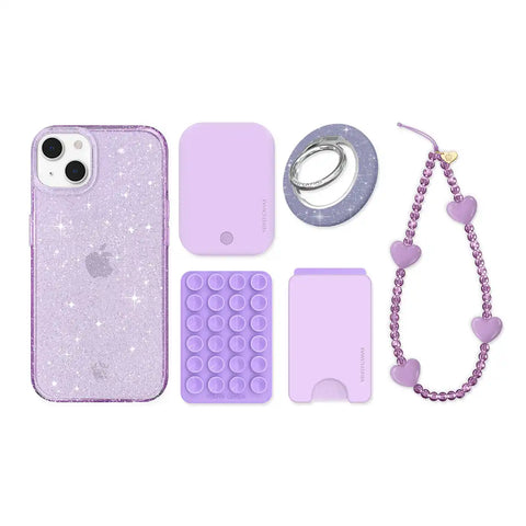 Lilac Stardust Glitter iPhone Bundle Set