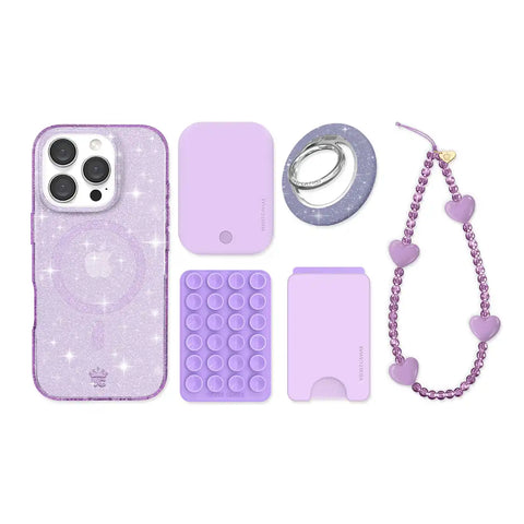 Lilac Stardust Glitter iPhone Bundle Set