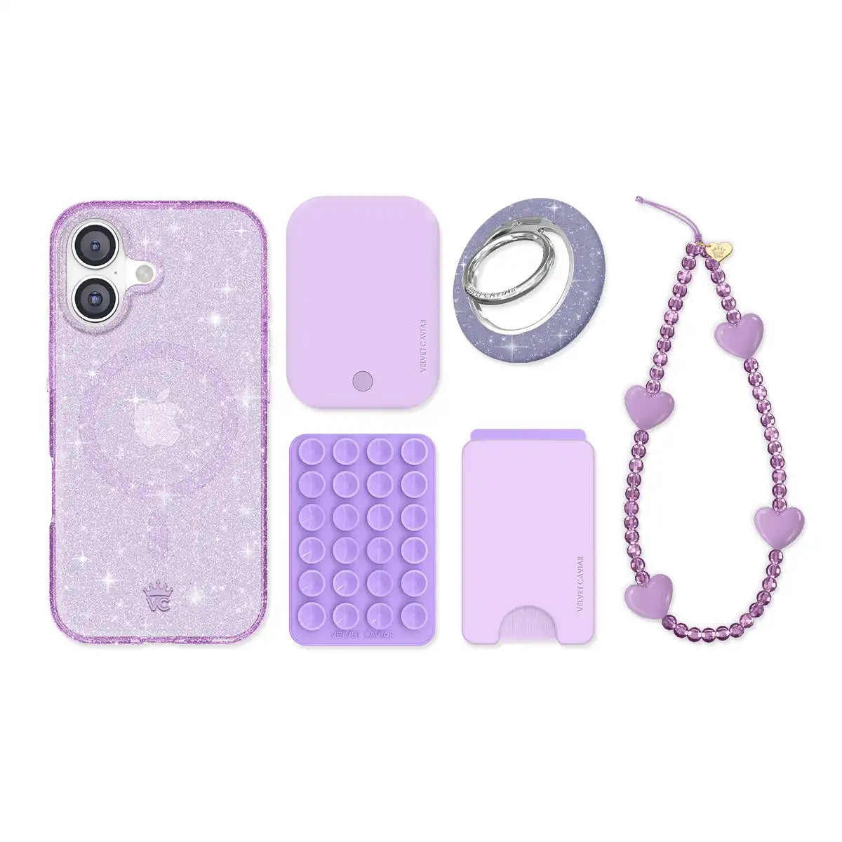 Lilac Stardust Glitter iPhone Bundle Set