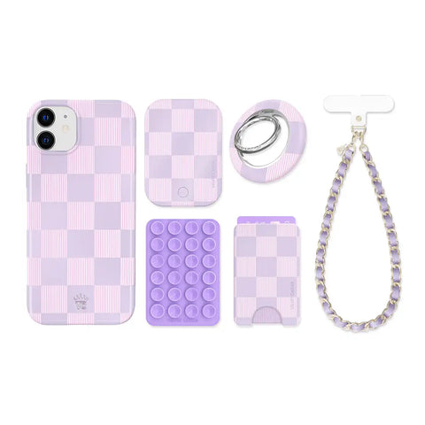 Lilac Vibe Checkered iPhone Bundle Set