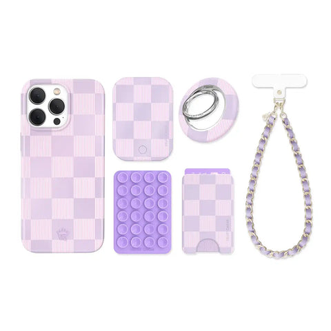 Lilac Vibe Checkered iPhone Bundle Set