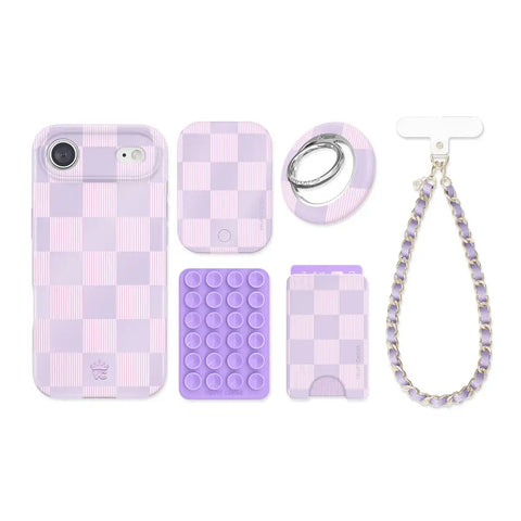 Lilac Vibe Checkered iPhone Bundle Set