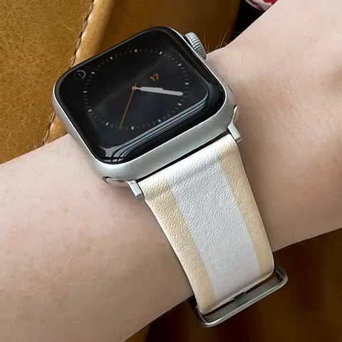 Tan & White Stripes Apple Watch Band