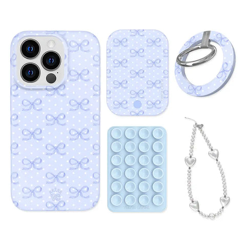 Lovely Blue Bows iPhone Bundle Set - Grip