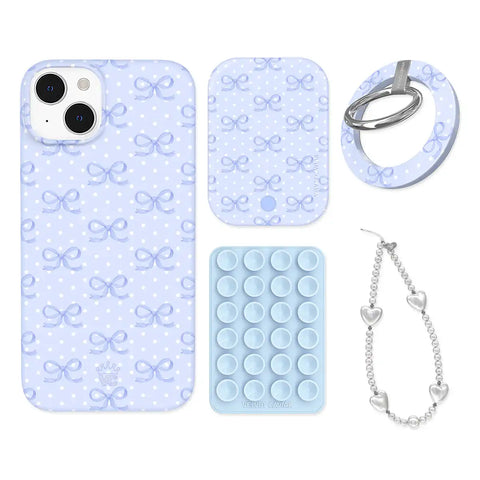 Lovely Blue Bows iPhone Bundle Set - Grip