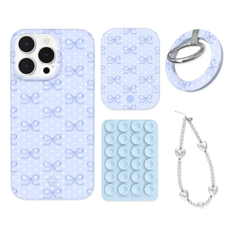 Lovely Blue Bows iPhone Bundle Set - Grip